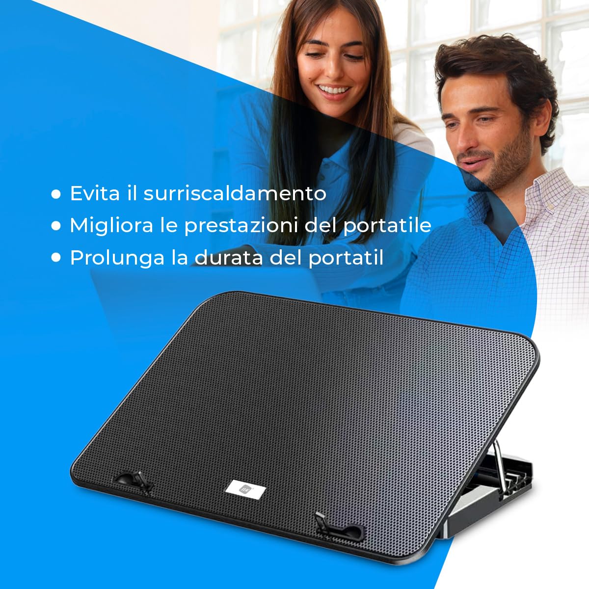 NK Base di raffreddamento per laptop con 6 ventole silenziose, 5 supporti regolabili, 2 porte USB