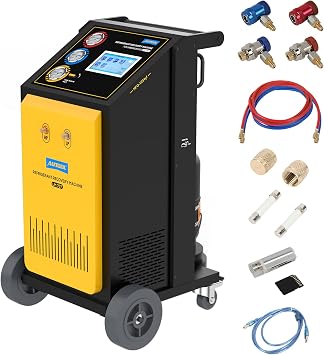 Full Automatic AC Refrigerant Recovery Recycling Machine 12KG Capacity for R134a with Electronic Scale & Oil Change Function, Suitable for Gasoline, Hybrid and Electric Vehicles