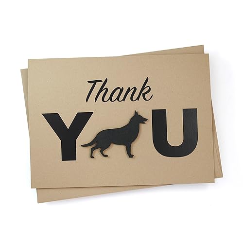 Miniatura 4 de Cat Thank You Greeting Notecard Handmade 5x7 card black cat silhouette single card with envelope Kraft brown blank inside