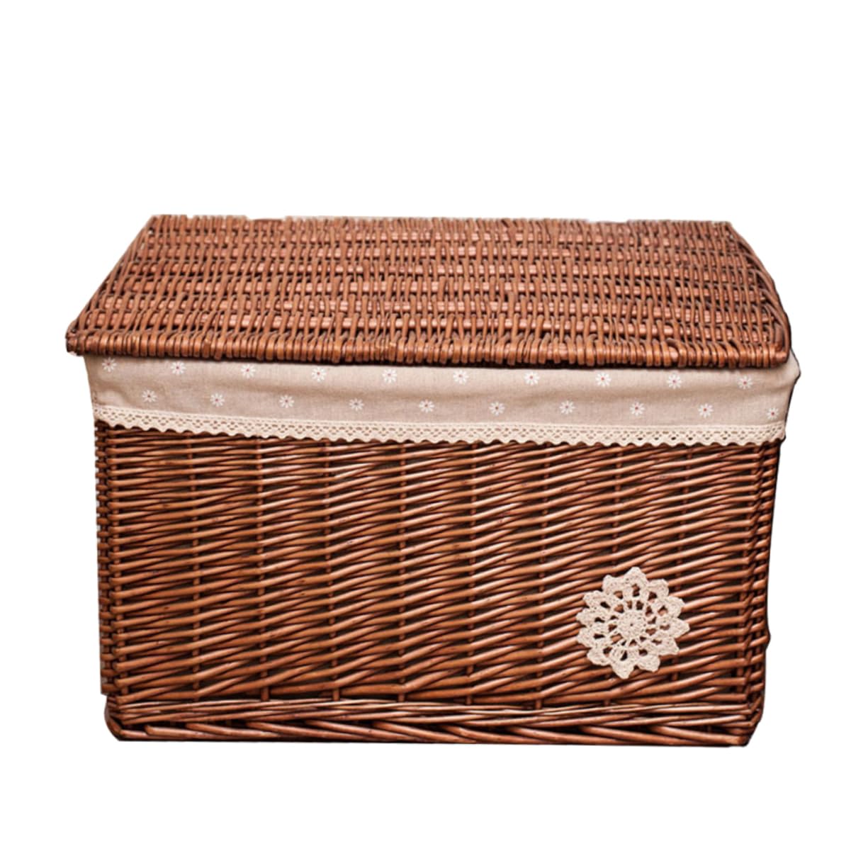 Scatola Portaoggetti in Vimini con Coperchio, Cestino Intrecciato | Cestino in Rattan con Coperchio, Soluzione Multiuso per Riordino, per Camera da Letto e Scrivania