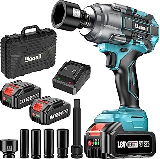 Cordless Impact Wrench 1/2", 958 Ft-lbs (1300 N.m) Brushless Impact Gun, 21V High Torque Impact Driver with 2x 5.0Ah Batteries, Variable Speed for Car, Truck, Workshop, Heavy-Duty Jobs, IW810