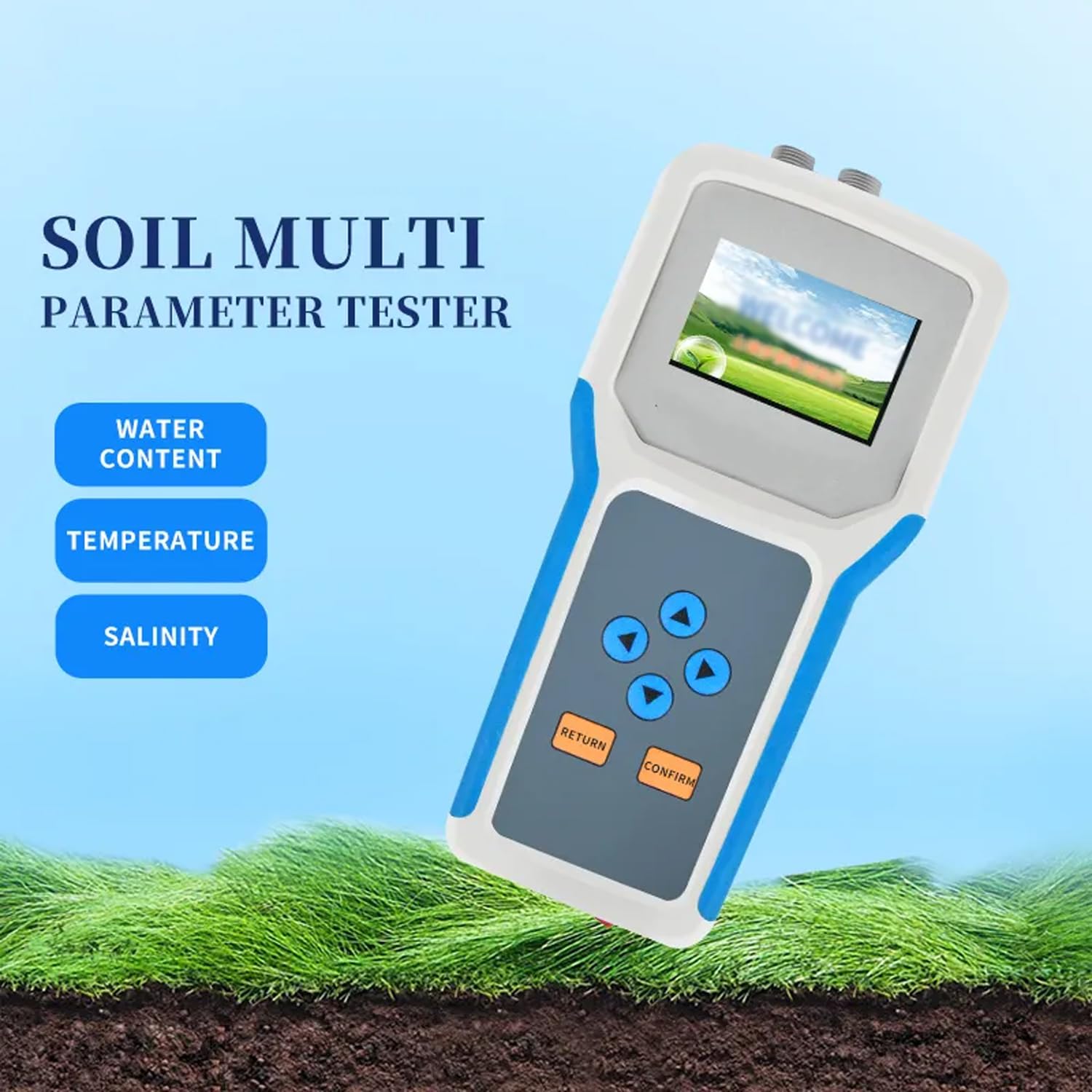 Humidimètre du sol, mesure la température -20 °C ~ 80 °C, mesure l'humidité 0 ~ 100 %, l'humidité du sol/température des plantes, intensité de la lumière du soleil, écran LCD rétroéclairé, pour jardin