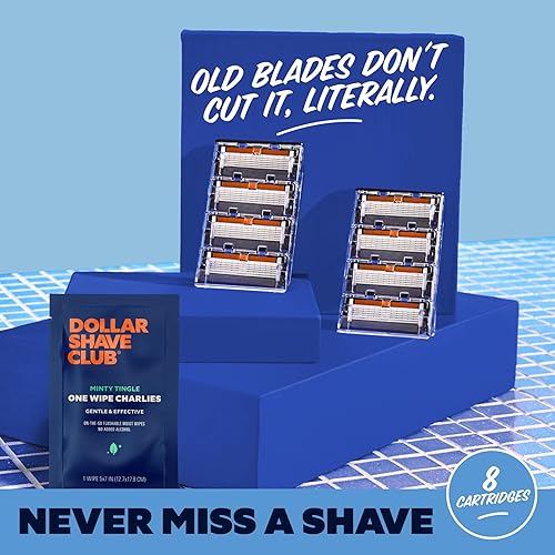 Vista 5 de Dollar Shave Club 6 repuestos de maquinilla de afeitar (8 unidades) 6 cuchillas de acero inoxidable para un afeitado cercano y cómodo, 1 una