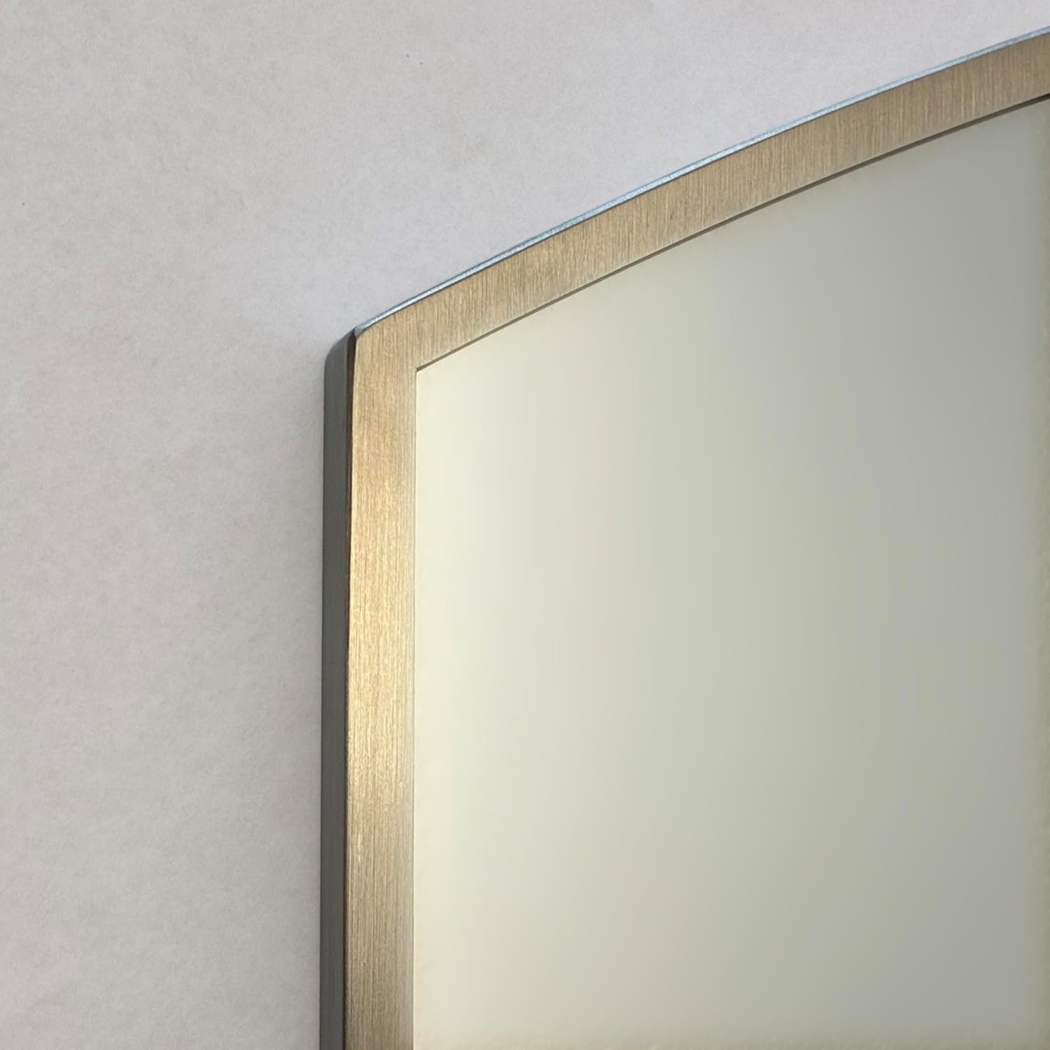 Fox Hollow Furnishings 16x20 Harper Crescent Metal Framed Rectangle Recessed Bathroom Medicine Cabinet, Arced Mirror, 14x18 in-Wall Opening, Adjustable Glass Shelves, Magnet Close, Brushed Nickel