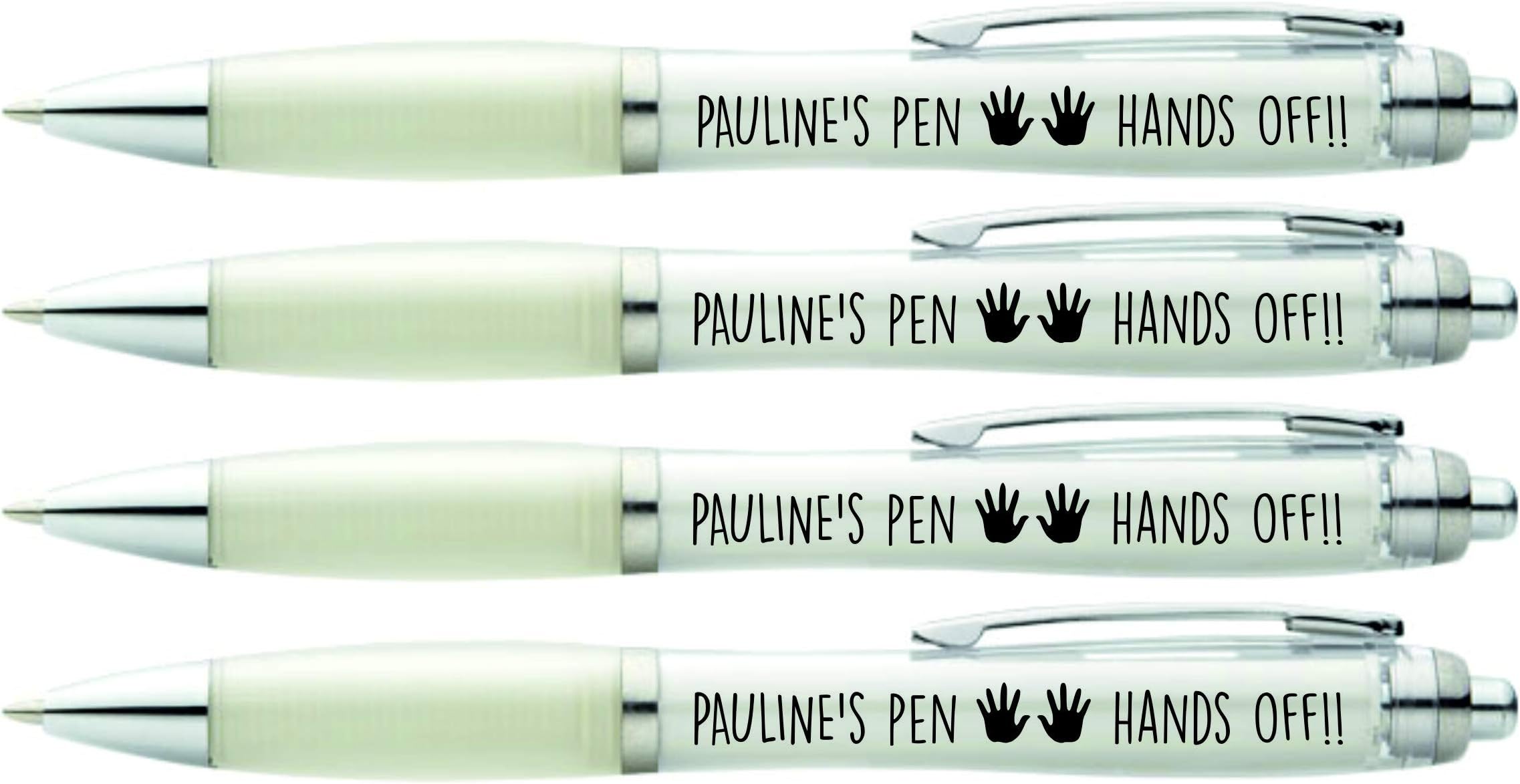 PAULINE'S PEN HANDS OFF!!, 4X PRINTED PENS FOR PAULINE, ANY NAME PRINTED