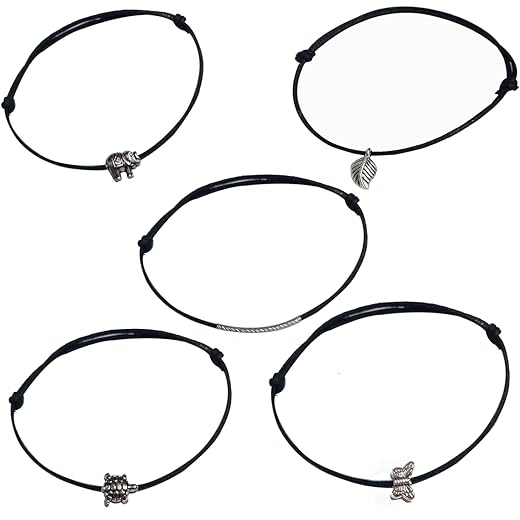 GURJARI JEWELLERS Women's Black Thread with Anklets with oxidised Beads
