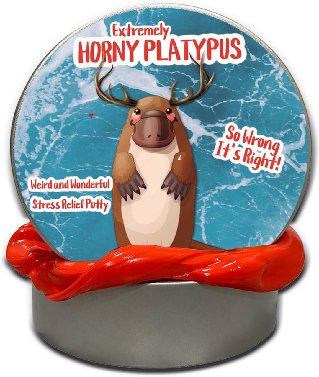 Horny Platypus Stress Relief Putty - Weird Adult Fidget Toy for Men and Women - Dirty Santa Gifts for Friends - Funny Platypus Gift for Animal Lovers, Red