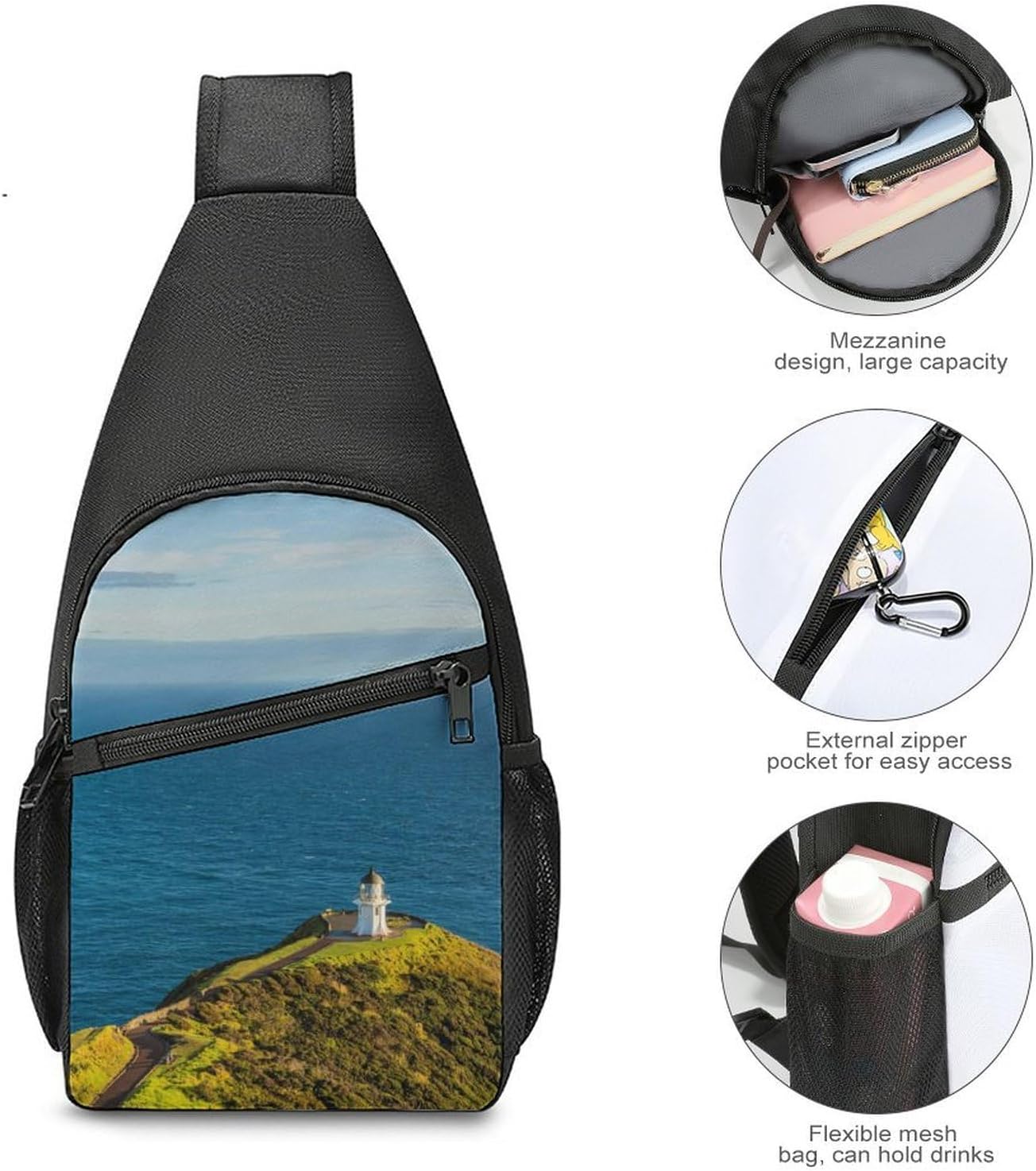 Cape Reinga Lighthouse Newzealands Crossbody Sling Backpack Chest Bag Daypack