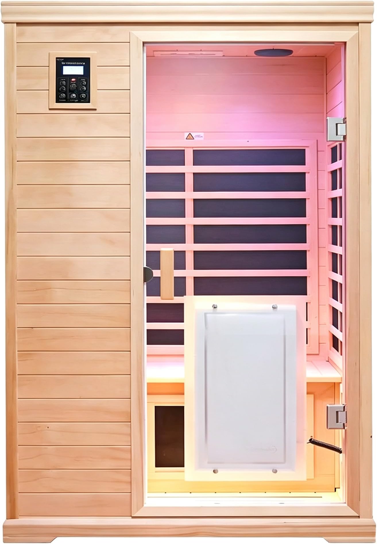 Far Infrared Sauna, 2 Person Infrared Saunas, Low EMF Indoor Saunas for Home, 360° Surround Carbon Crystal Heating Panel-Chromotherapy Lighting-Bluetooth-Canadian Hemlock