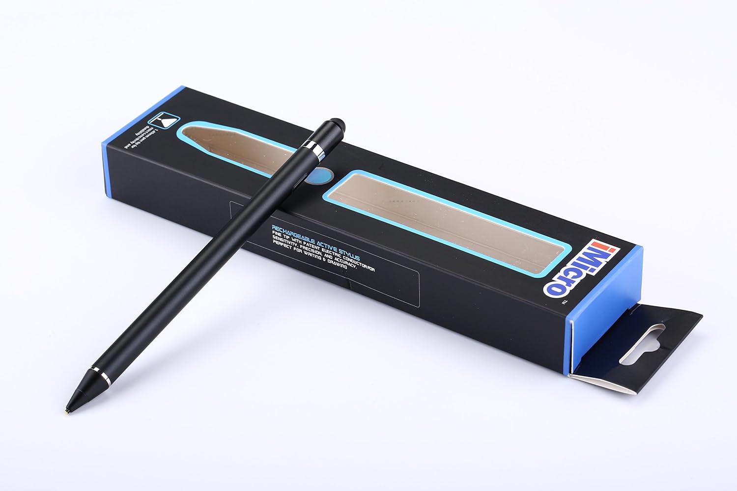 iMicro Rechargeable Active Stylus Pen, 1.49mm thin nib, Stable Performance, No Pairing Required, Compatible with all Touch Screen Devices, USB Charging Cable Included.