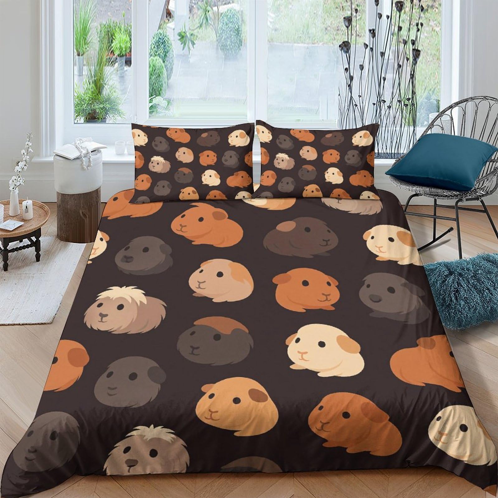 Ctjqhvkz Style-10 3D Printed Guinea Pig Fitted Sheet Microfiber Soft Animal Pattern Bed Cover For Bedroom Dorm Mattress Decor Single（135X200cm）