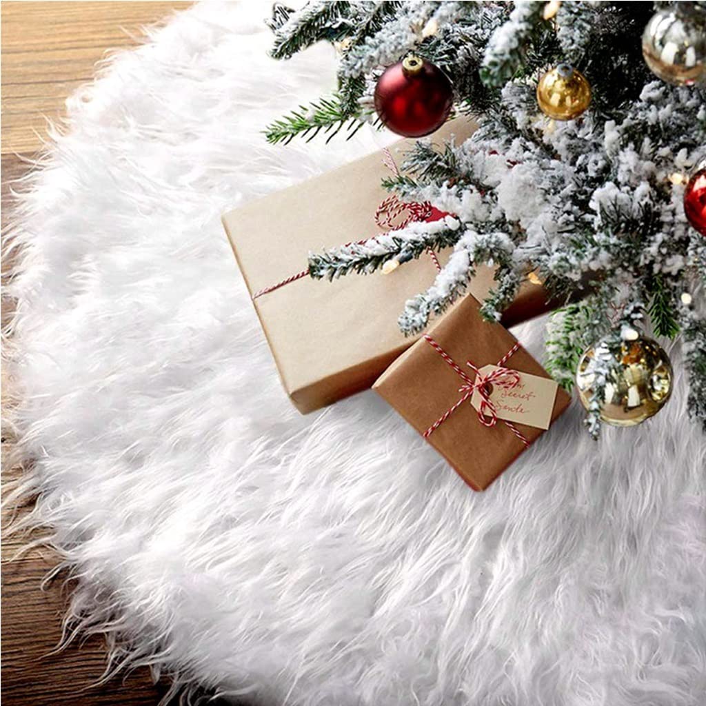 Weihnachtsbaum Rock, Weißer Weihnachtsbaum Rock Plüsch Faux Pelz Weihnachtsbaum Teppich Frohe Weihnachten Baum Dekorationen Verzierung Neues Jahr Wohnkultur Decke Weihnachtsbaum(122cm/48)