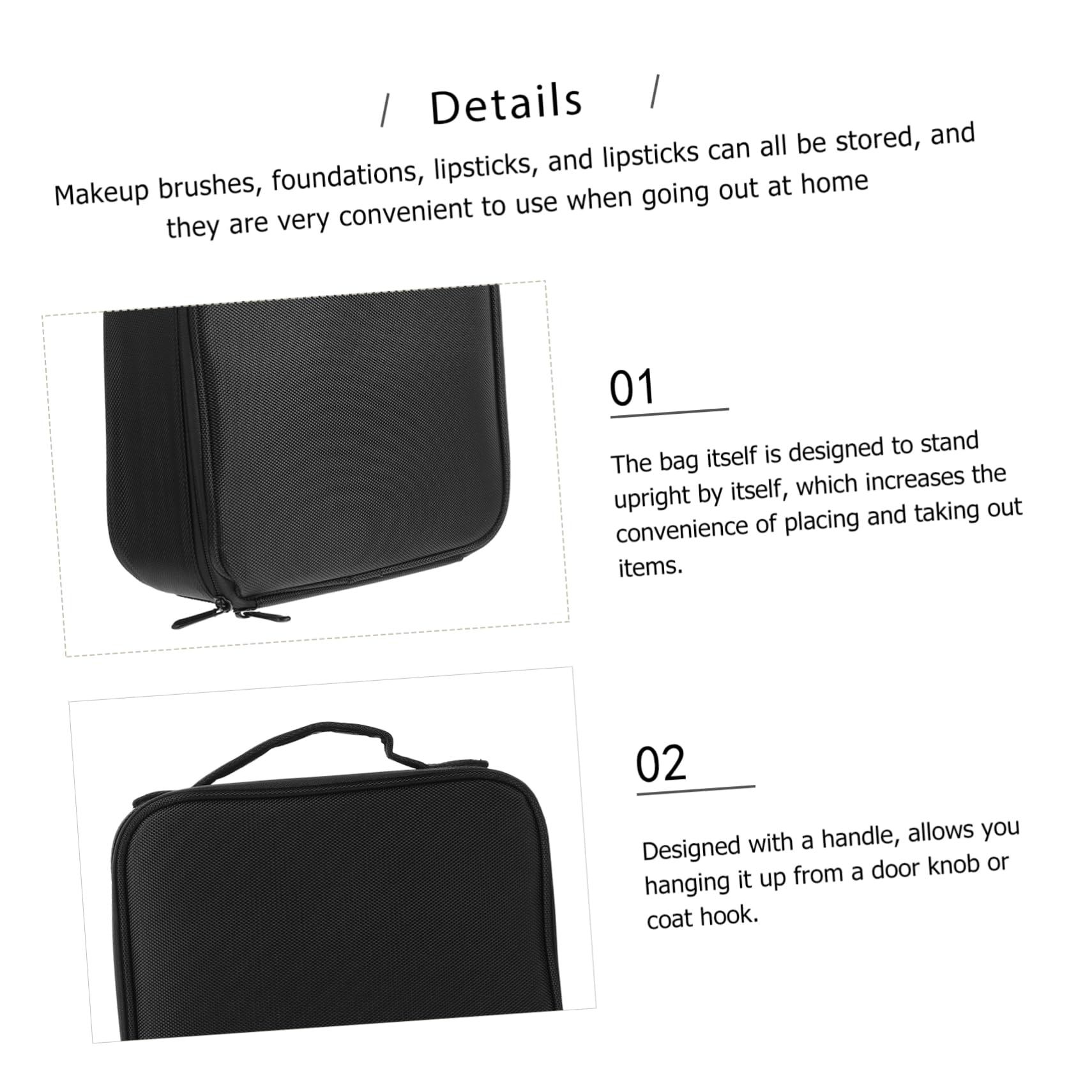 GANAZONO Neceser Organizador de Maquillaje Multicapa Portátil, 1 Unidad, Tamaño Mediano, Color Negro, Bolsa de Cosméticos para Viajes y Baño, Bolso de Almacenamiento para Mujer, Uso