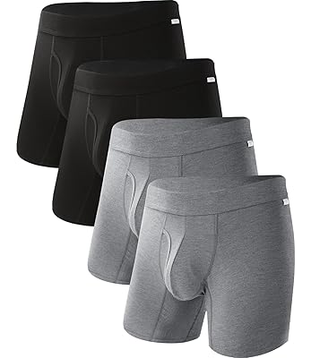 BAMBOO COOL Men's Ultra ComfortSoft Underwear, Moisture Wicking & Breathable No Ride Up Boxer Briefs with Fly, Multipack