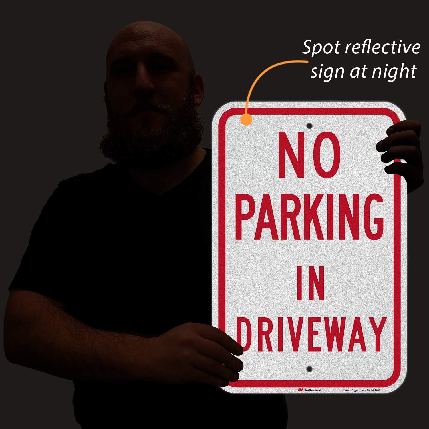 SmartSign "No Parking in Driveway" Sign | 12" x 18" 3M Engineer Grade Reflective Aluminum