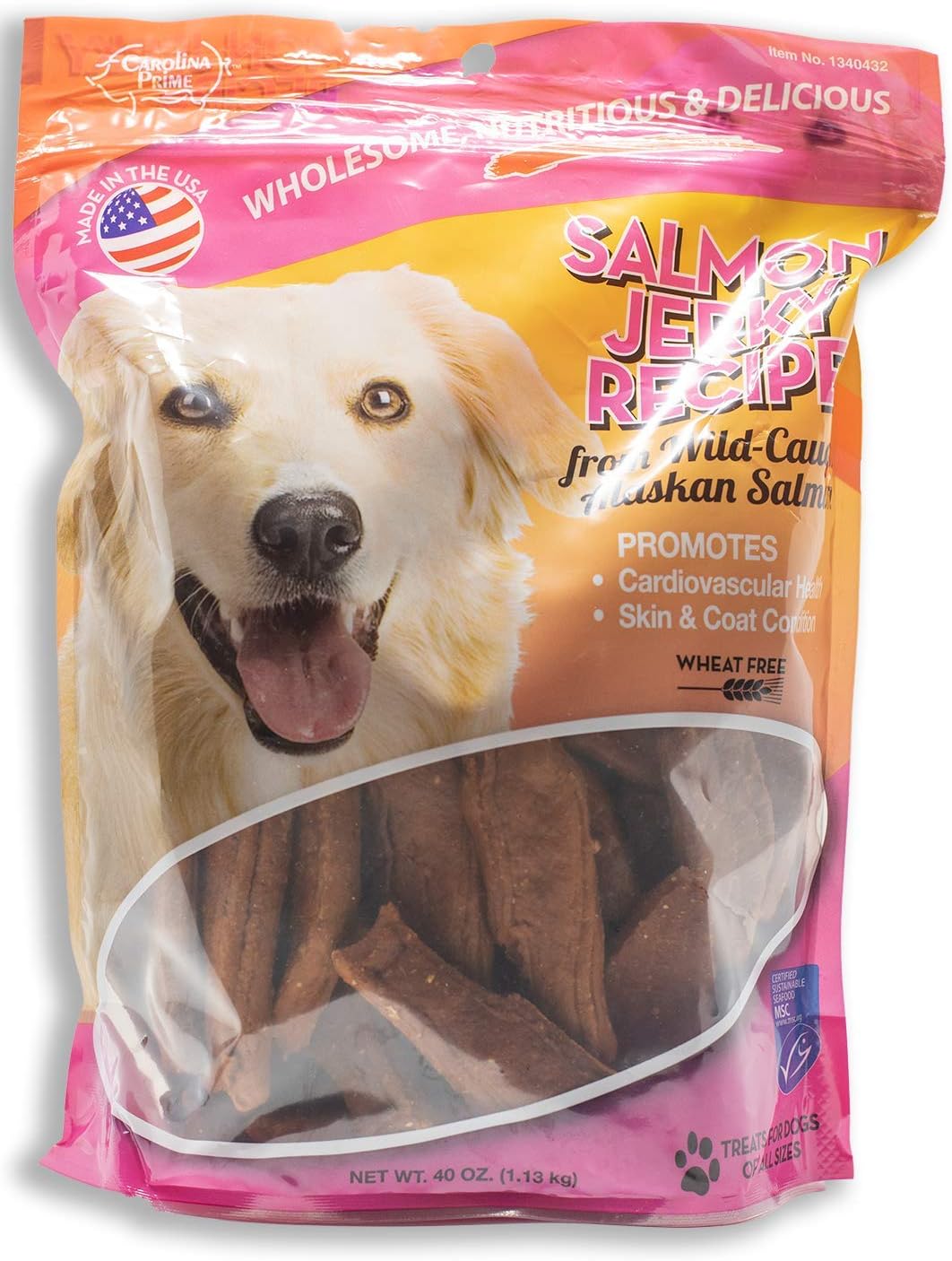 ANGIEHAIE Prime Salmon Recipe Dog Jerky- from Wild-Caught Alaskan Salmon - Made in The USA - 40 OZ Big Bag