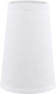 Aspen Creative 32216 Transitional Hardback Empire Shape Spider Fitter Lamp Shade in White Linen Fabric, 4-1/4" Top x 6" Bottom x 9" Slant