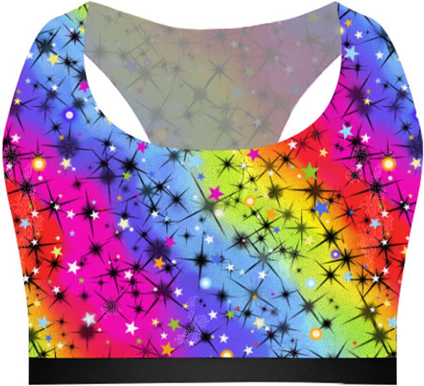 Kids Girls Shiny Printed Crop Cami Moisture-Wicking Crop Tops Sleeveless Cutout Back Athletic Vest