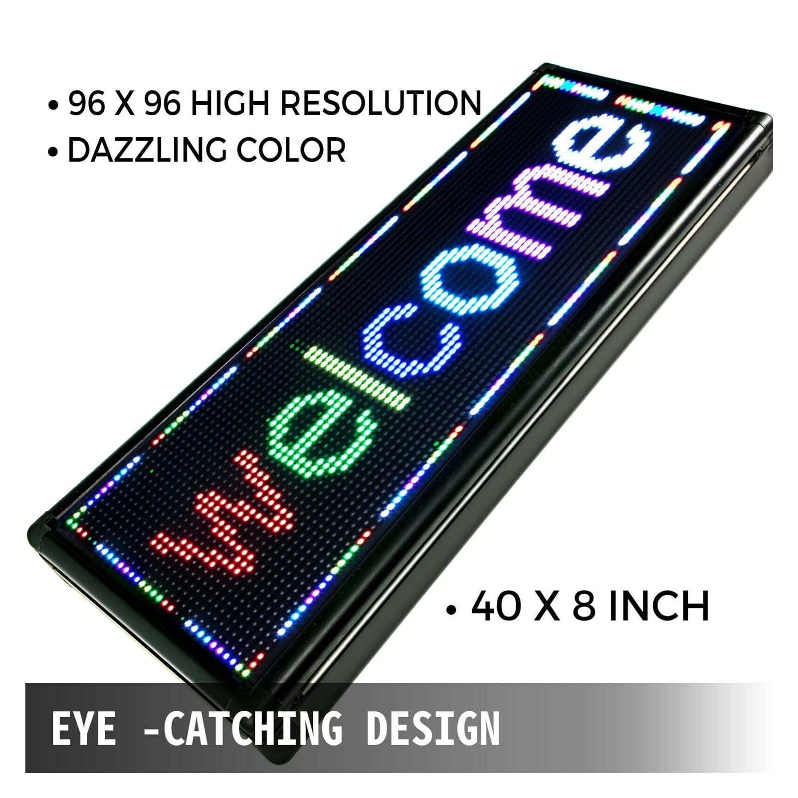 Affichage de Message de défilement de LED de 7 Couleurs 40x8 Pouces RVB P10 Panneau d'affichage programmable extérieur numérique for des Affaires de publicité