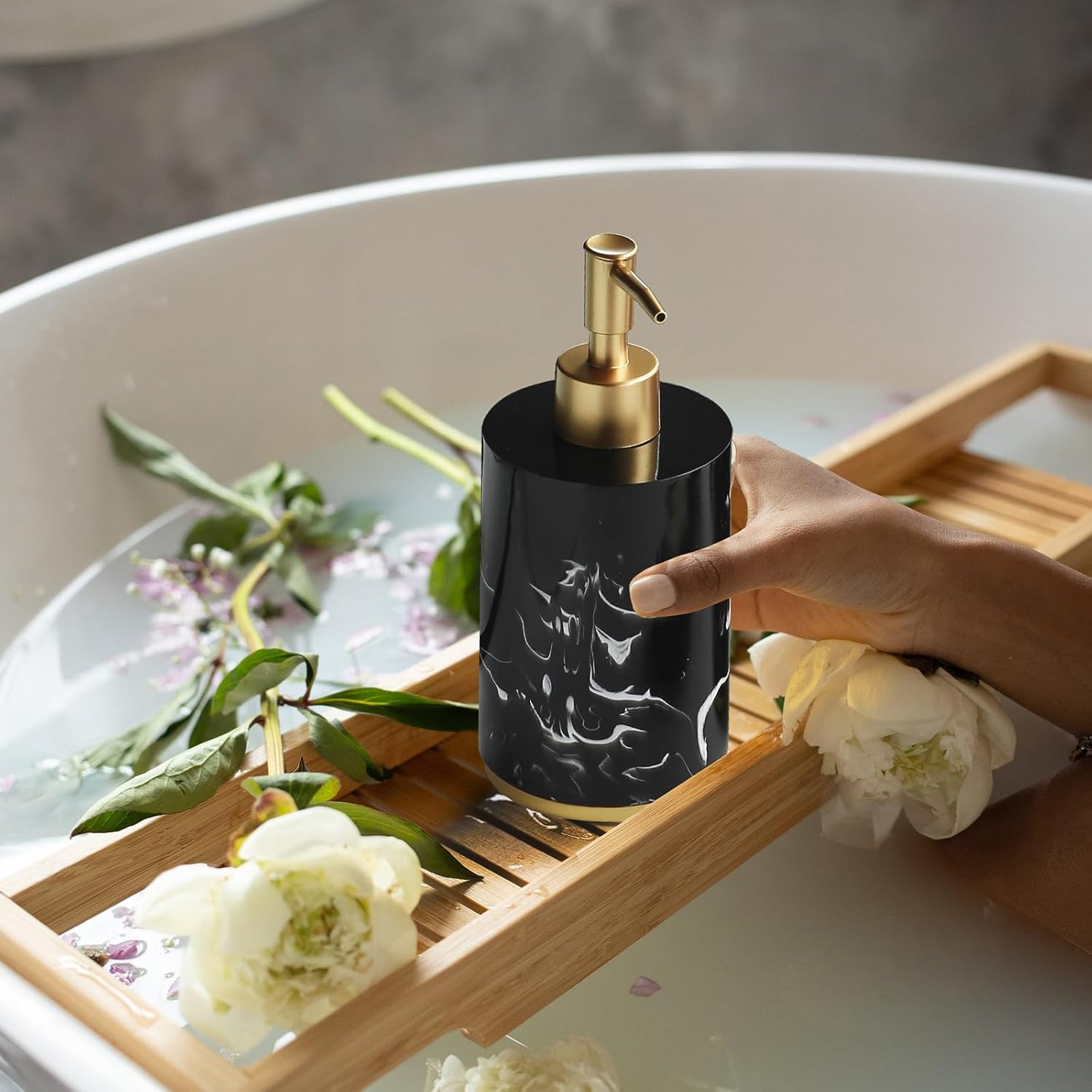 Hand Soap Dispenser, 16.9 oz Countertop Hand Lotion Pump Bottles, Lotion Container, Refillable Liquid Hand Soap Jar, Resin Shower Dispensers for Bathroom, Kitchen (Black) - Image 3