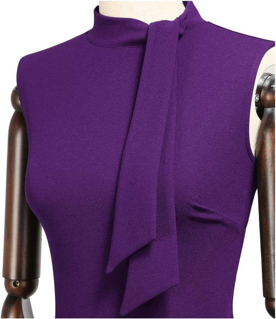 Miusol Women's Retro 1950s Style Half Collar Ruffle Cocktail Pencil Dress - Image 5