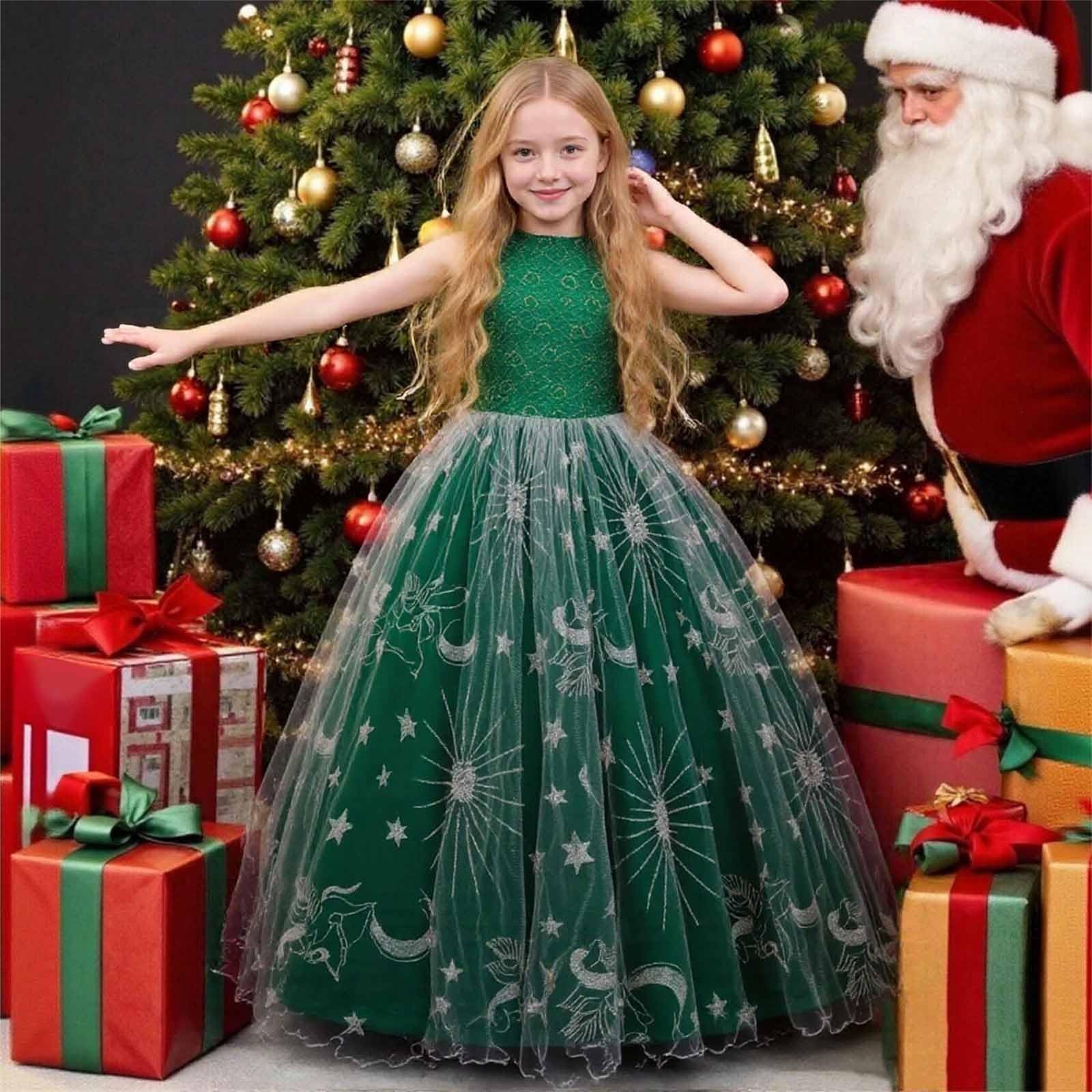 XANAYXWJ Sukienka świąteczna Sukienka dla dziewczynek Sukienka zimowa Sukienka wieczorowa stroju świątecznego Sukienka dla dziewczynek Elegancka, długa sukienka na występ na fortepianie 5 14 lat