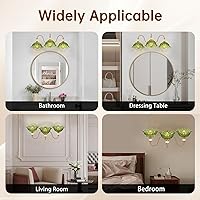 Vista 5 de Vintage Bathroom Vanity Light, 3-Light Matte Brass Finish Vanity Light with Floral Green Glass Shades, Retro Wall Sconce for Bathroom, Dressing Table