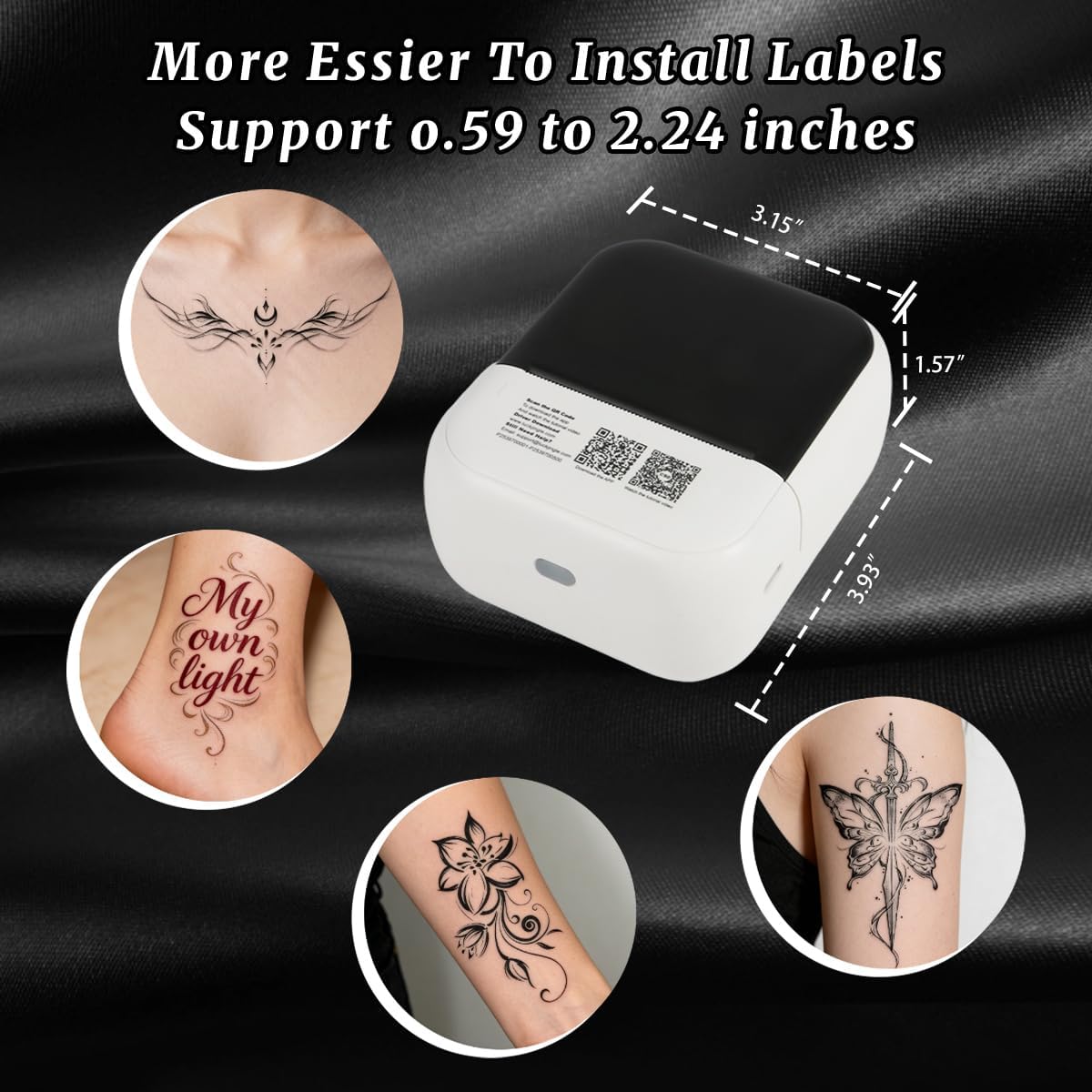 Bowitzki Mini Tattoo Stencil Printer,Bluetooth Tattoo Printer with 50pcs Transfer Paper,Portable Tattoo Machines Printers for Tattoo Artists & Beginners