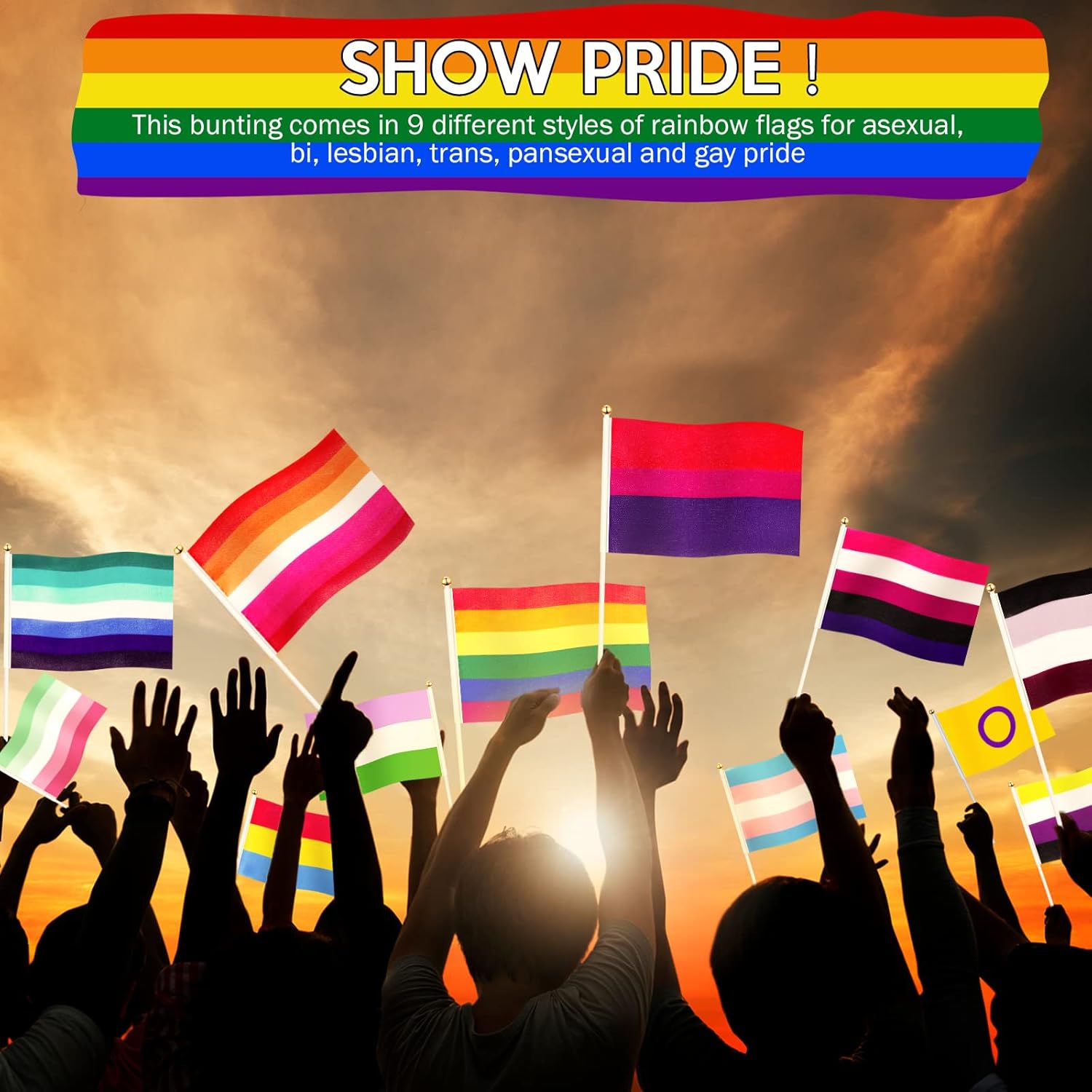 Weewooday 36 Pcs Mini Pride Flags Set LGBT Small Flag Hand Held Progress Rainbow Gay Genderqueer Asexual Nonbinary Lesbian Intersex Transgender Genderfluid Abrosexual Pansexual Bisexual Gay Supplies - Image 6