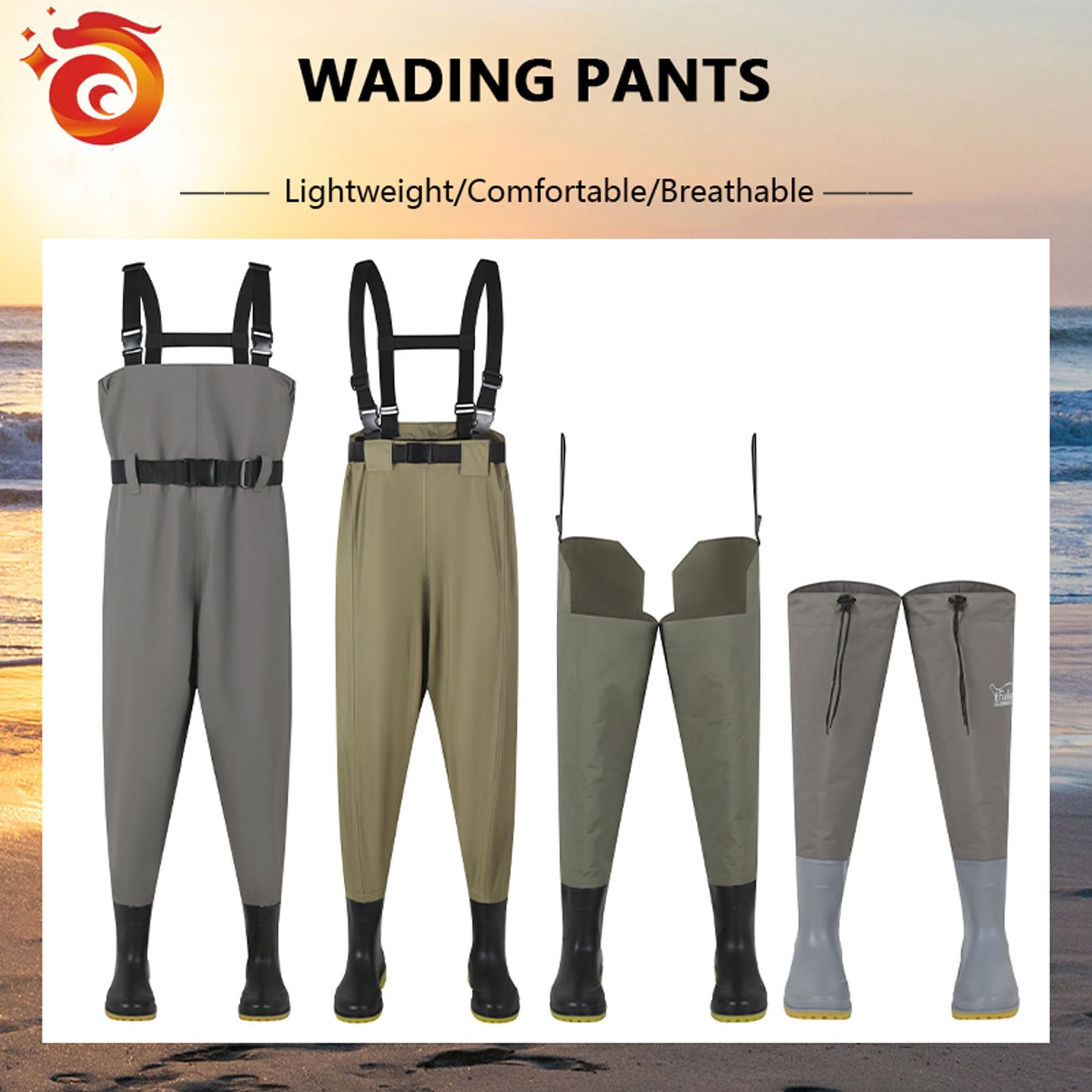 Waders Scafandro da Pesca per Uomini e Donne,Pantaloni Da Pescatore In Vita con Stivali da Pesca,Antiscivolo Traspirante Waders Scafandro con Tracolla Regolabile,per Pesca,Caccia e Agricoltura