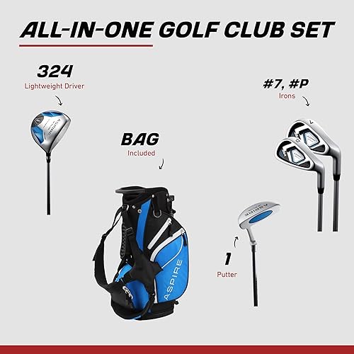 Miniatura 2 de Aspire Junior Plus - Juego completo de palos de golf para niños, niños de 5 años, para niños y niñas, mano derecha, bolsa de golf para niñas reales,