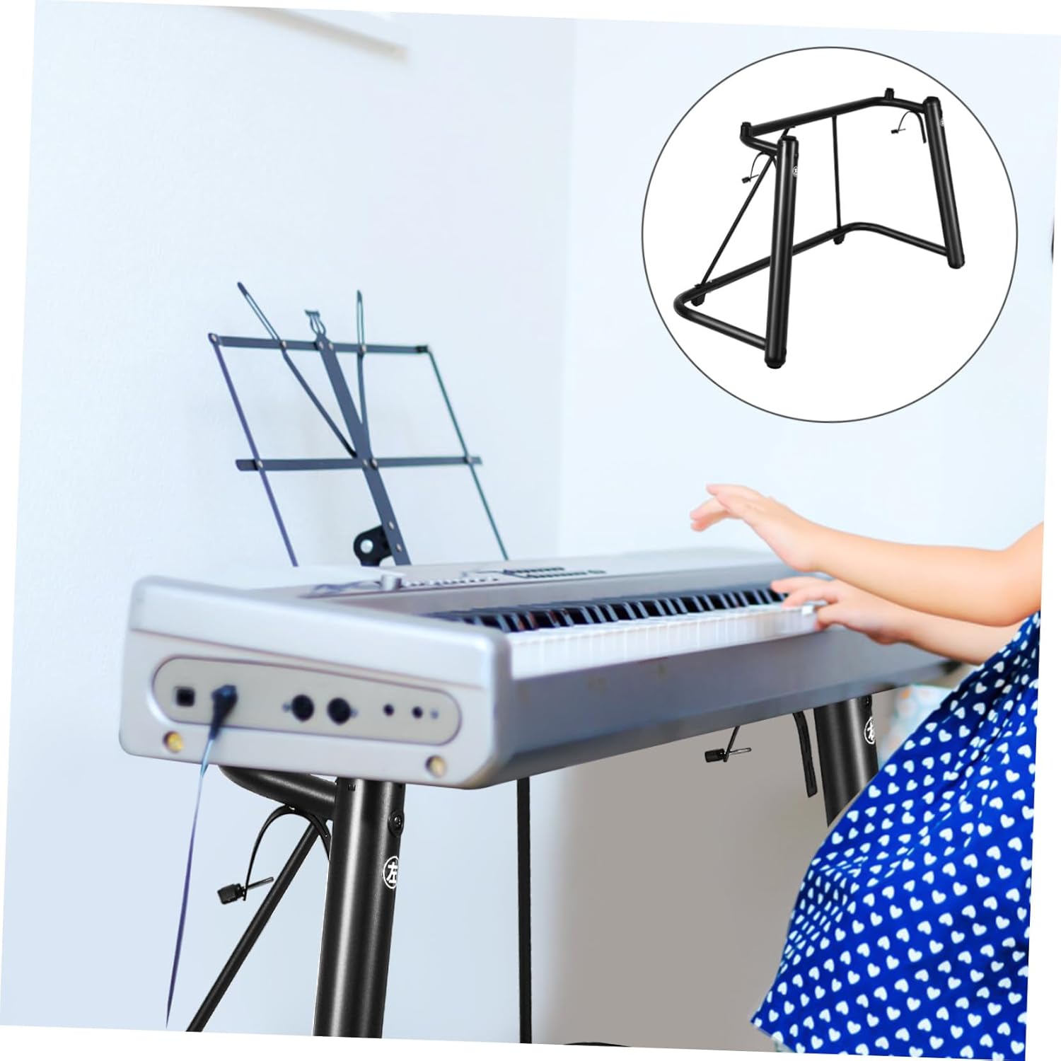 Totority Heavy-duty U-shaped Metal Keyboard Stand for Digital Pianos Wide Stable Support with Thickened Tubing Portable Music Stand for Home and Performance Use