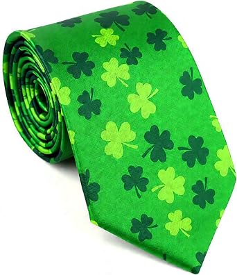 St. Patrick Day Neck Ties for Mens Womens Shamrocks Necktie Classic Bow Tie Versatile Easy-Go Accessories