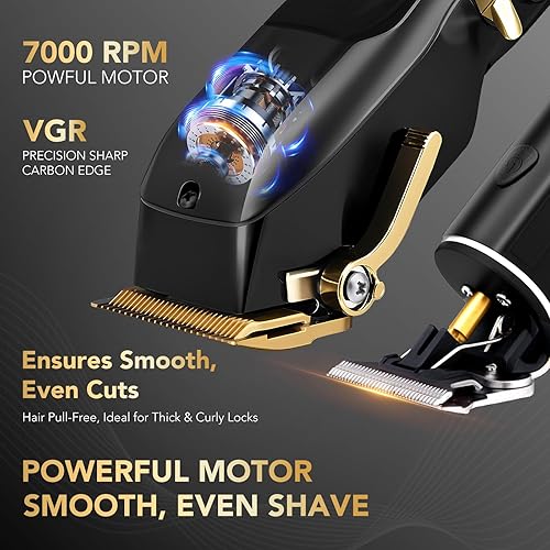 Miniatura 2 de Cortapelos para hombres, juego de peluquero profesional inalámbrico con pantalla LED, 14 peines guía, afeitadora eléctrica recargable y kit de