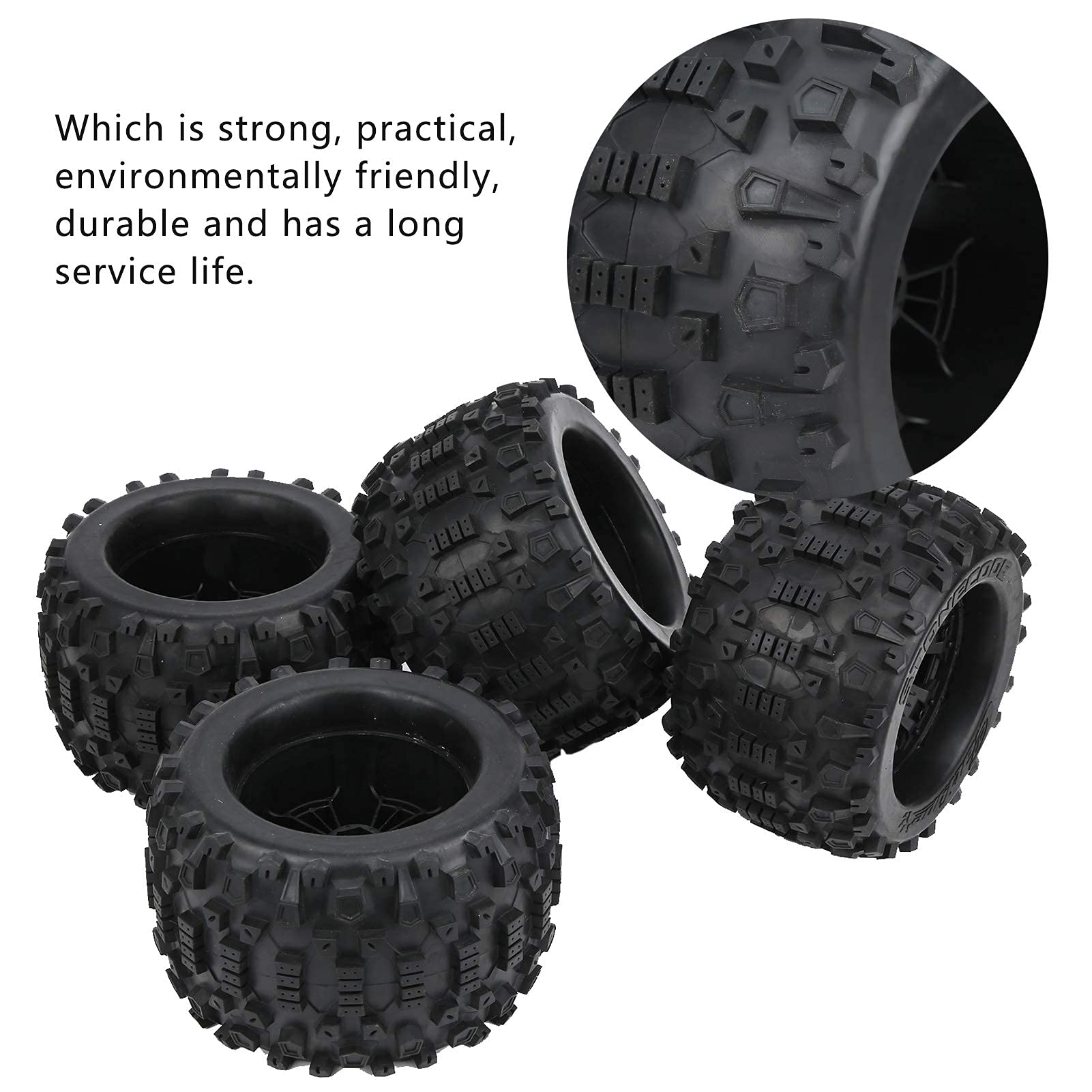 VGEBY RC Reifen, 4 Stück RC Wheels Ersatz für 1/8 RC Crawler Reifen, 170x103mm, Outdoor, Sand, Fels Gelände, Modelleauto Rennen