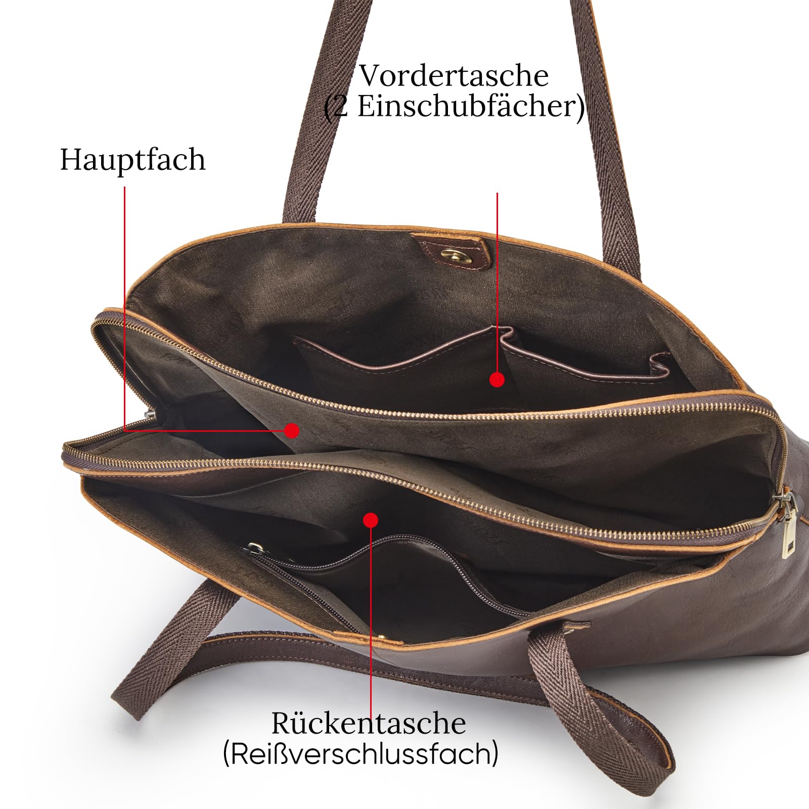 S-ZONE Damen-Schultertasche aus Leder, große Handtasche, Arbeits-Umhängetasche, Hobo-Tasche, passend für 15,6 Zoll Laptop