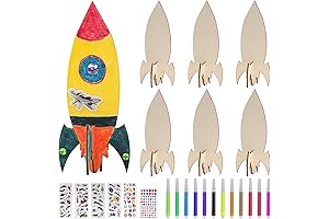 BAPHILE 12 Pack DIY Wood Rocket Craft Kits for Kids, Decorate Wooden...