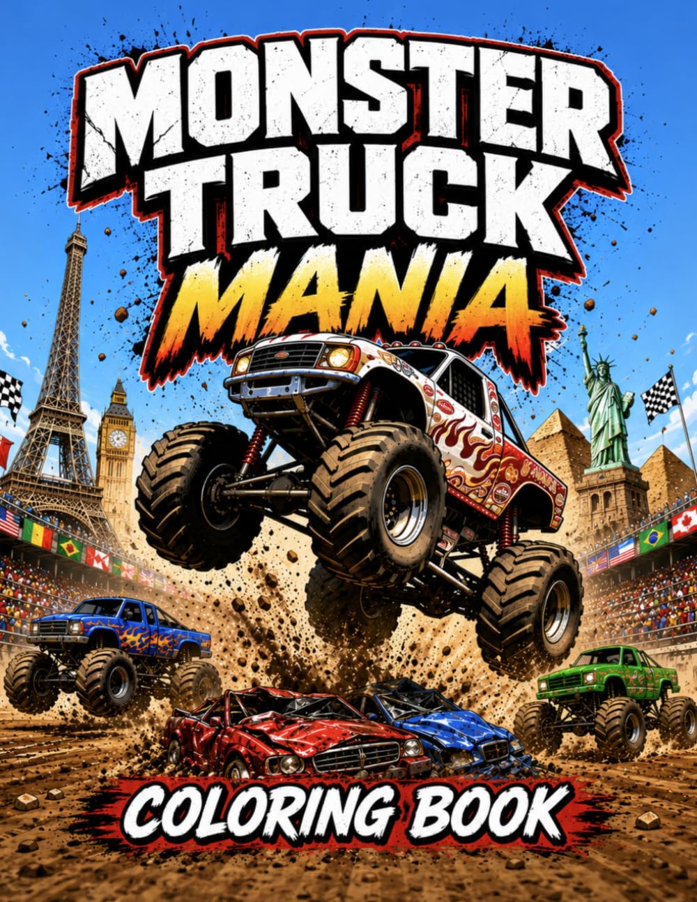 Monster Truck Mania Coloring Book: Epic Monster Trucks, Massive Jumps, High-Speed Action, and Extreme Coloring Fun for Kids (Super Series Coloring Books)
