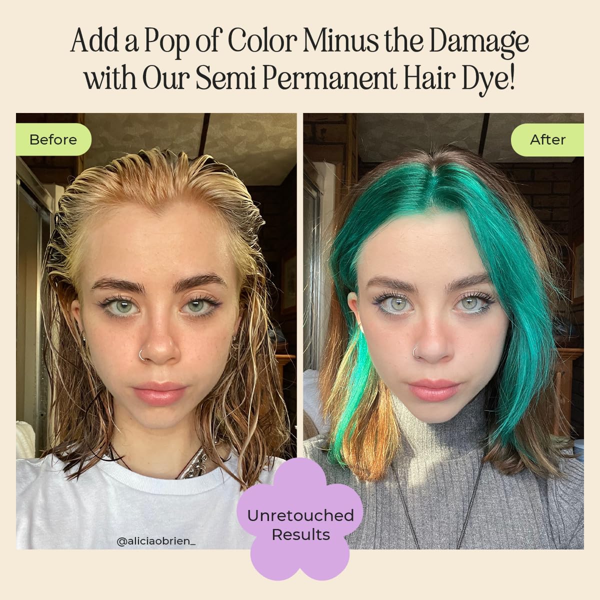 INH Hair Dye Set - Emerald Green & Amethyst Dark Purple Semi Permanent Hair Color Duo, Vegan Color Depositing Conditioner, Ammonia & Sulfate-Free, No Bleach, No Peroxide, Ready to Use Bundle, 6oz
