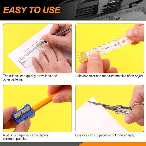 Miniatura 5 de Estuche para lápices de gran capacidad con suministros incluidos, bolsa para lápices grande, bolsa para bolígrafos para suministros de oficina,