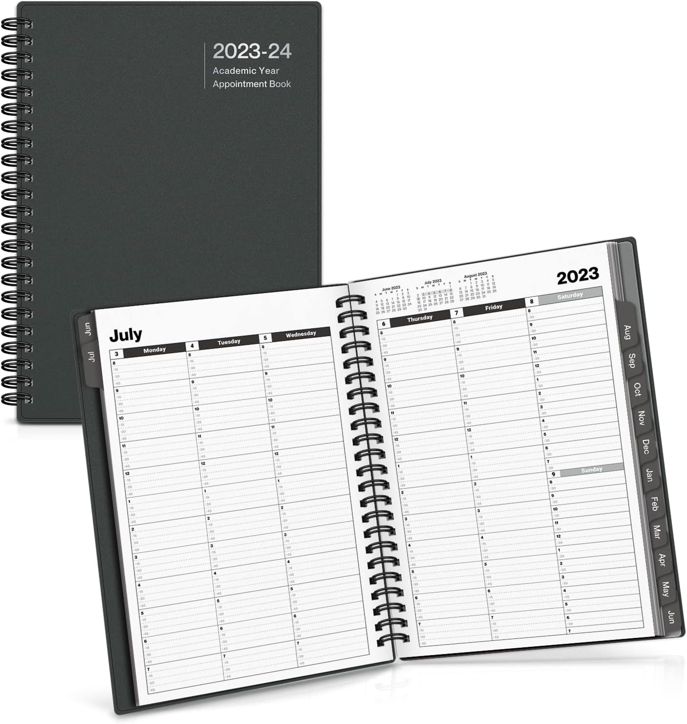 Dunwell Appointment Daily Planner 2024, Small 6x8.25" Planner with Tabs, 12 Months 2024 Appointment Book with 15 Minute Increments, 2024 Calendar Daily Planner with Hourly Schedule