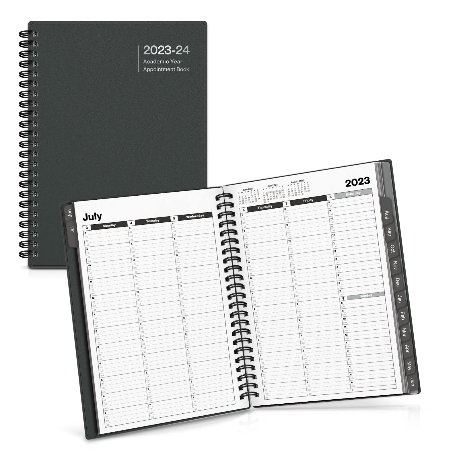 Dunwell Appointment Daily Planner 2024, Small 6x8.25" Planner with Tabs, 12 Months 2024 Appointment Book with 15 Minute Increments, 2024 Calendar Daily Planner with Hourly Schedule