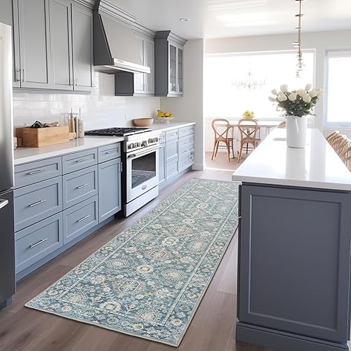 Miniatura 5 de Alfombra bohemia lavable de 2 x 6 pies, para pasillo, cocina, entrada, dormitorio, lavandería, antideslizante, con parte trasera de goma, resistente