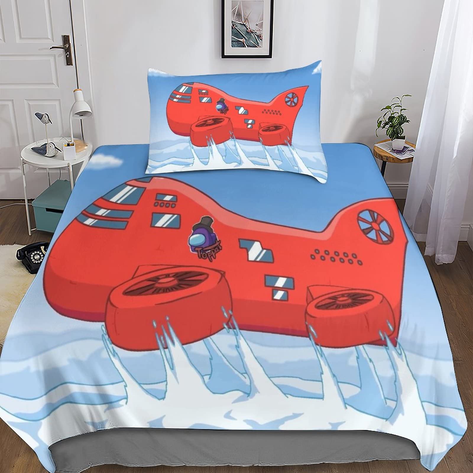 YIGEBAGYIGEBAG Among Us Duvet Cover 3 Piece Set 3D Soft Bedding Quilt Duvet Cover Set with Zipper Closure, Microfiber Bedding Single（135x200cm）