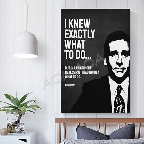 Miniatura 5 de MOJDI Póster inspirador de Michael Scott con cita motivacional para la oficina, póster artístico de pared (3) pintura en lienzo para dormitorio,