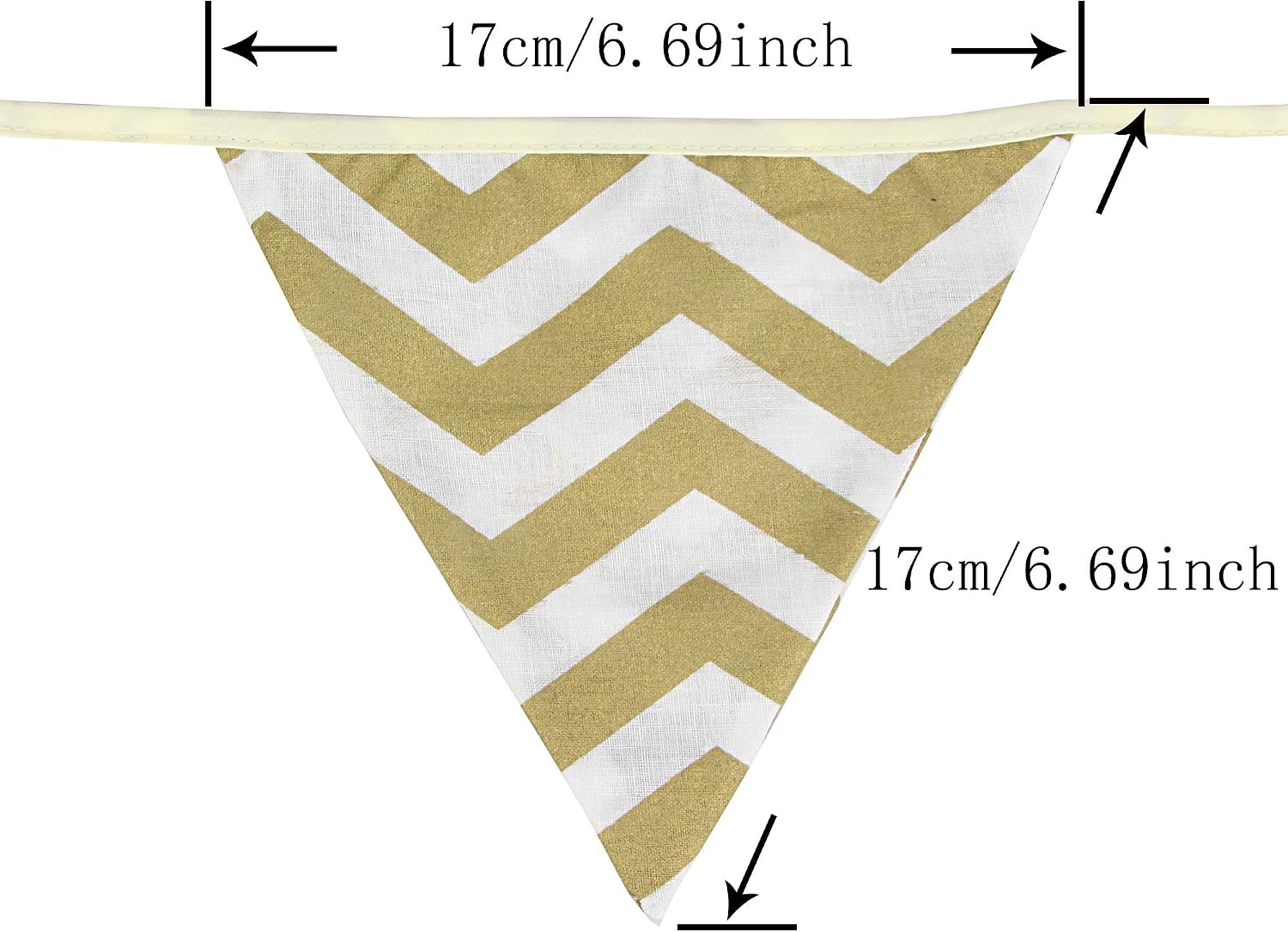 G2PLUS Gold Fabric Bunting Banner, 10.8 Feet Star Strip Cotton Garlands - Image 3