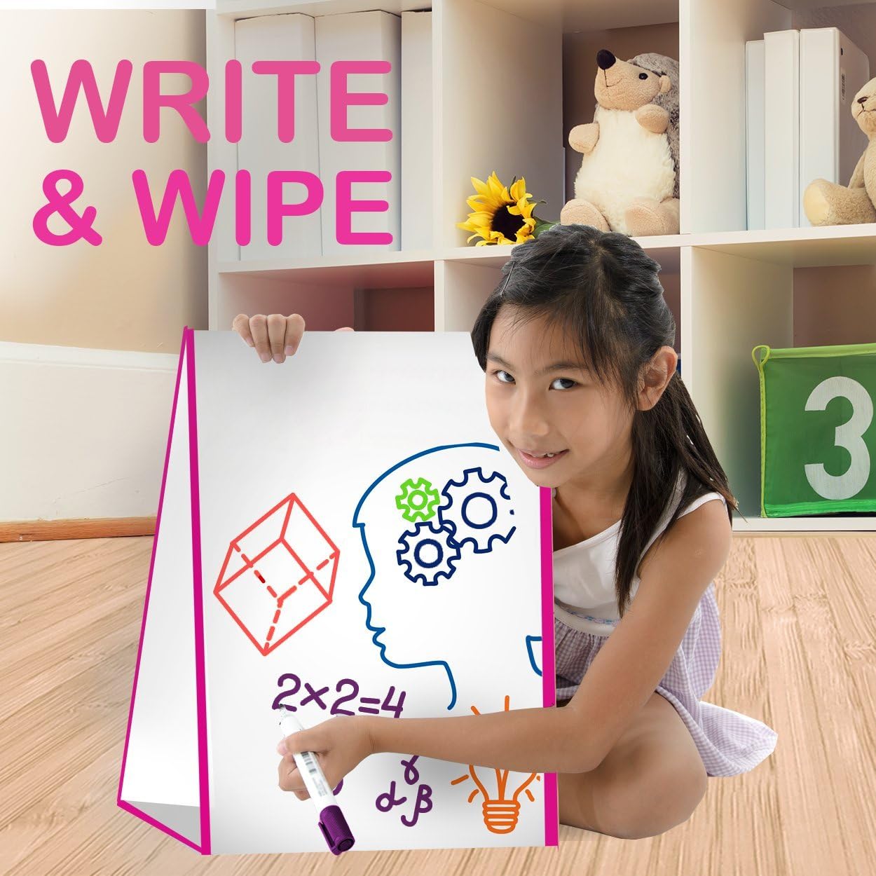 Star Right Magnetic Letters with Tabletop Easel & White Board for Kids - Educational Alphabet Magnets for Learning -Includes 104 Magnets with 1 Dry Erase Magnetic Easel - Learning Toys for 4+ Year Olds