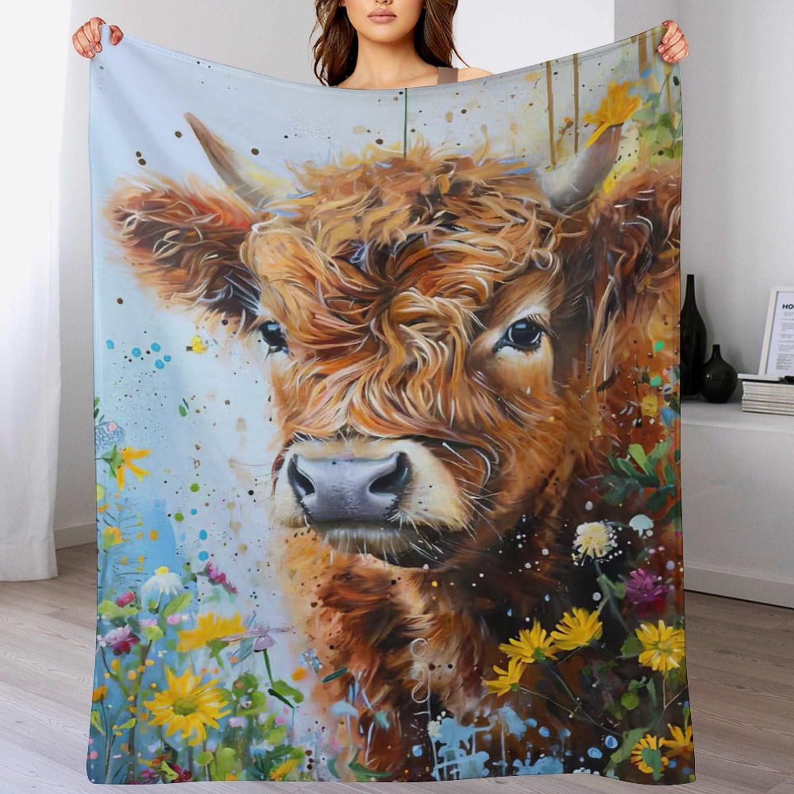 Couverture flanelle vache 130x180 plaid canapé chaud doux jeté de lit facile à laver