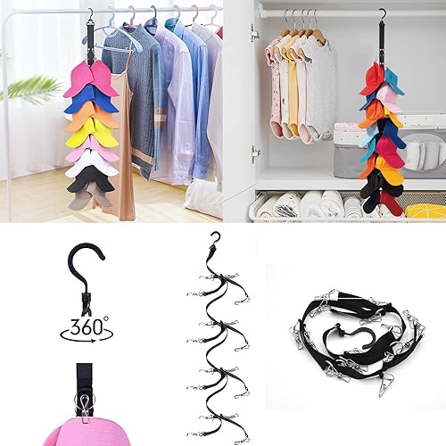 Miniatura 4 de Organizador de gorras para colgar en el armario 16 ganchos ganchos de almacenamiento para gorras de béisbol gorras de golf gorros y organización de