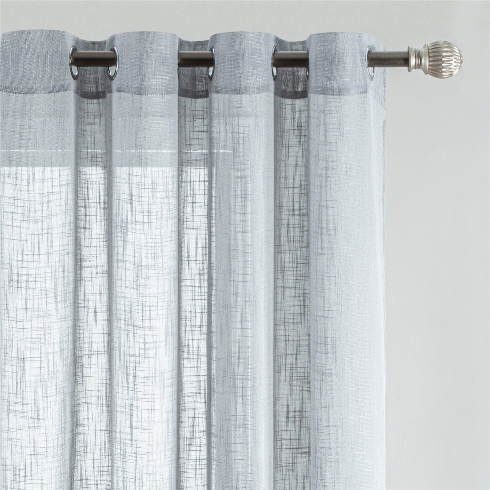 2pcs Rideau en Tulle Panneau Rideau Transparent,Tulle avec Oeillets Transparent,Décoration de Maison Chambre Cuisine - (L140 x H240 cm) Lin Gris